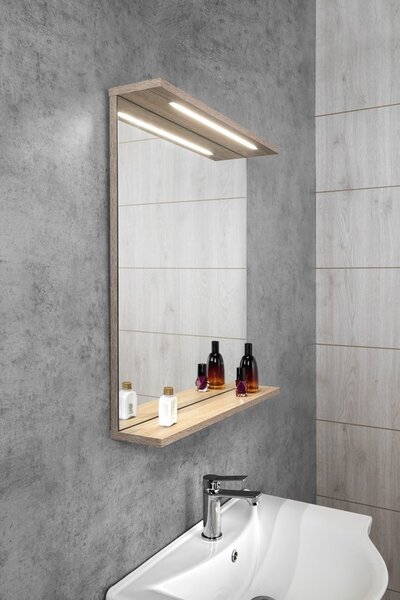 Aqualine Aqualine, KORIN STRIP tükör LED világítással 60x70x12cm, platina tölgy, KO990S