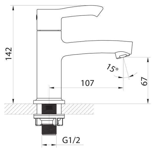 Sapho Sapho, KIS talapzatú mosogatószelep, 1/2", 142 mm, króm, SM22