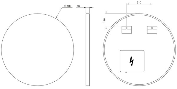 Sapho Sapho, VELUR kerek tükör LED háttérvilágítással, ø 60cm, VE060