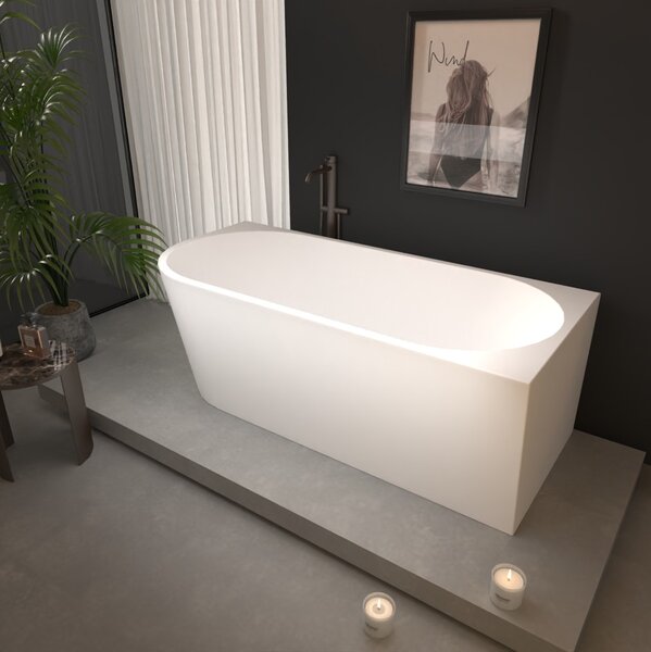 Erga Zara, sarok szabadon álló kád 150x75 cm + leeresztő csavar, jobb, fehér fényes, ERG-Zara-150075R-WH-WH