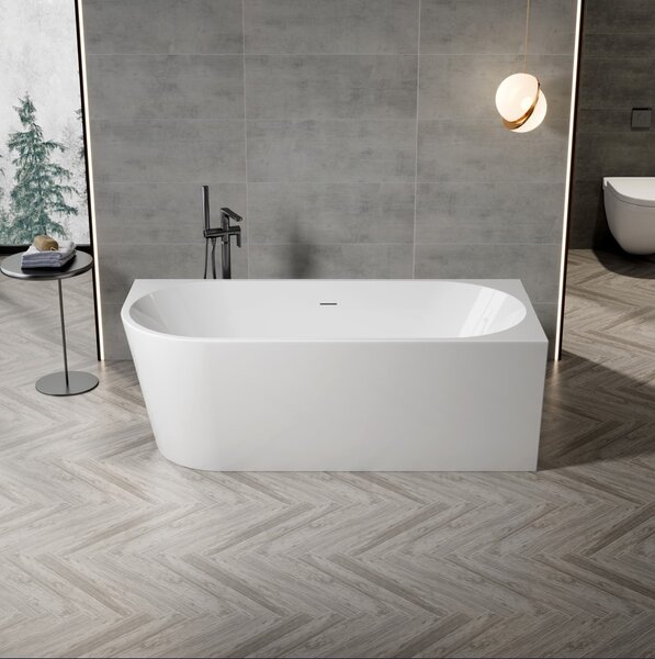 Erga Zara, sarok szabadon álló kád 150x75 cm + leeresztő csavar, jobb, fehér fényes, ERG-Zara-150075R-WH-WH