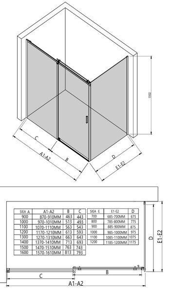 Erga Lynn, fix zuhanyfal 70x195 cm, 8mm átlátszó üveg, króm profil, ERG-V02-LYNN-G070-CL-CR