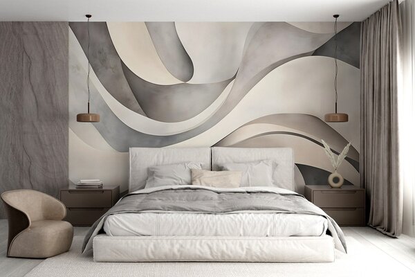 Fotótapéta Fehér, bézs és szürke ívelt formák és formák , ami absztrakt texturális modern minimalista, Fotótapéta design, w08439 : Uwalls.hu