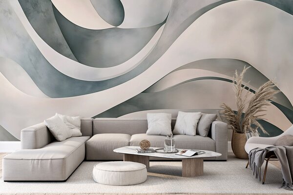 Fotótapéta Fehér, kék és szürke ívelt formák és formák , ami absztrakt texturális modern minimalista, 3d fotótapéta, w08439v1 : Uwalls.hu