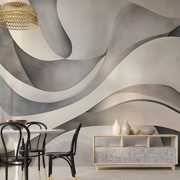 Fotótapéta Fehér, bézs és szürke ívelt formák és formák , ami absztrakt texturális modern minimalista, Fotótapéta design, w08439 : Uwalls.hu
