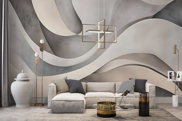 Fotótapéta Fehér, bézs és szürke ívelt formák és formák , ami absztrakt texturális modern minimalista, Fotótapéta design, w08439 : Uwalls.hu