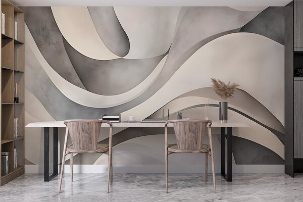 Fotótapéta Fehér, bézs és szürke ívelt formák és formák , ami absztrakt texturális modern minimalista, Fotótapéta design, w08439 : Uwalls.hu