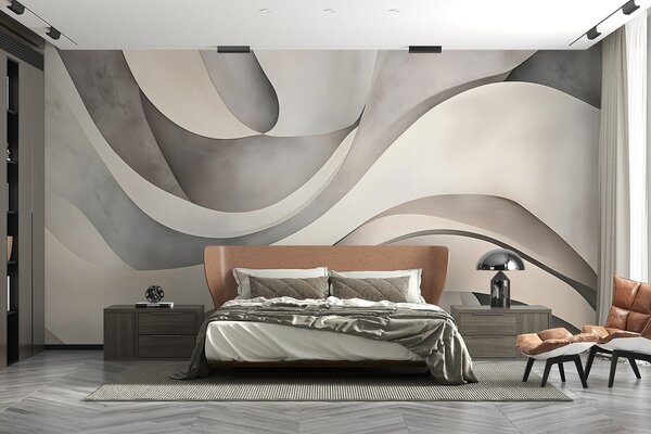 Fotótapéta Fehér, bézs és szürke ívelt formák és formák , ami absztrakt texturális modern minimalista, Fotótapéta design, w08439 : Uwalls.hu