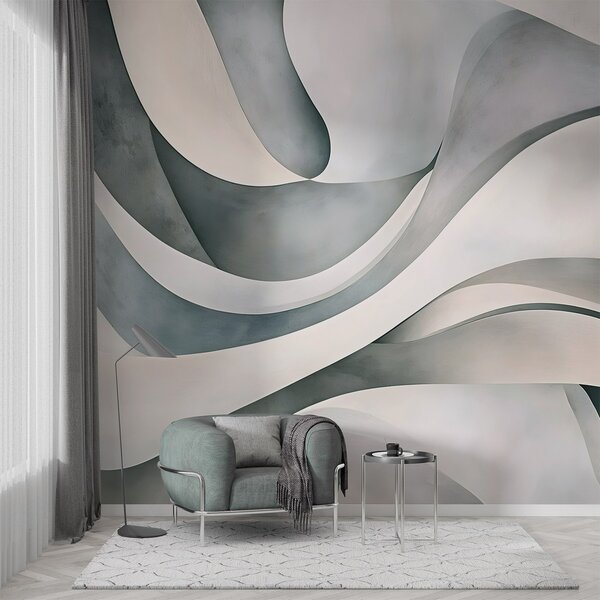Fotótapéta Fehér, kék és szürke ívelt formák és formák , ami absztrakt texturális modern minimalista, 3d fotótapéta, w08439v1 : Uwalls.hu