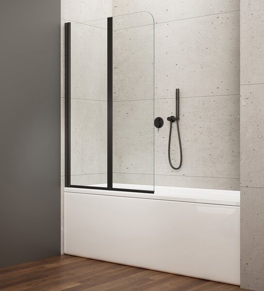 Aqualine Aqualine, WILA kádparaván 900x1400 mm, összecsukható, fekete, átlátszó üveg, AQ5742B
