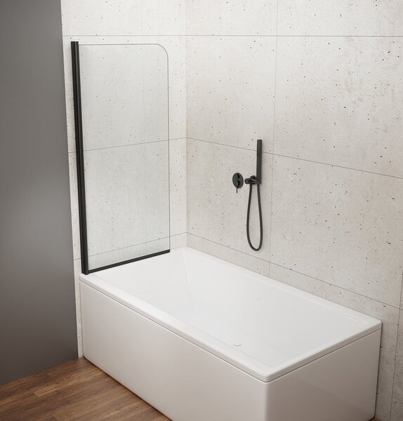Aqualine Aqualine, VILMA kádparaván 600x1400 mm, fekete, átlátszó üveg, AQ6014B
