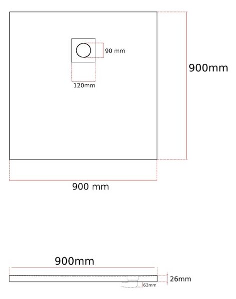 Gamma Erga Oldaf, SMC négyzet alakú zuhanytálca 90 x 90 cm, fekete matt, ERG-GMA-OL-9090BK