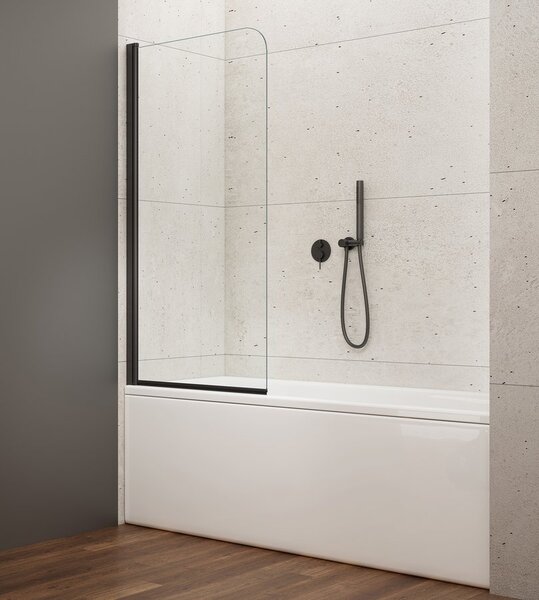 Aqualine Aqualine, VILMA kádparaván 600x1400 mm, fekete, átlátszó üveg, AQ6014B