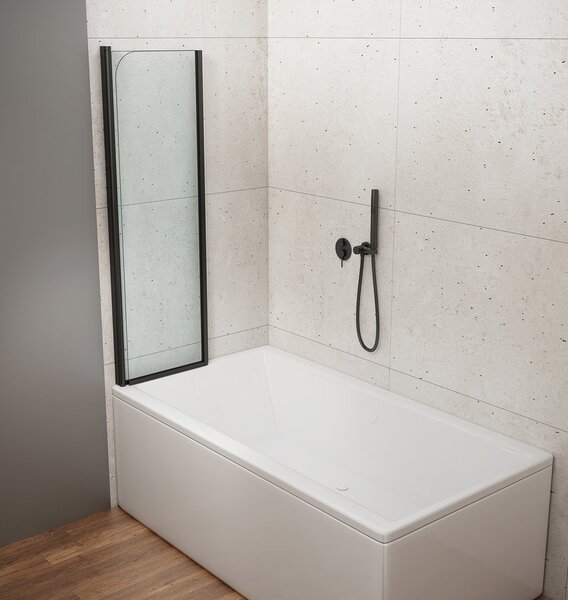 Aqualine Aqualine, WILA kádparaván 900x1400 mm, összecsukható, fekete, átlátszó üveg, AQ5742B