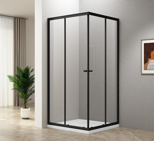 Aqualine Aqualine, AGGA BLACK négyzet alakú zuhanyparaván 800x800mm, átlátszó üveg, BLF808