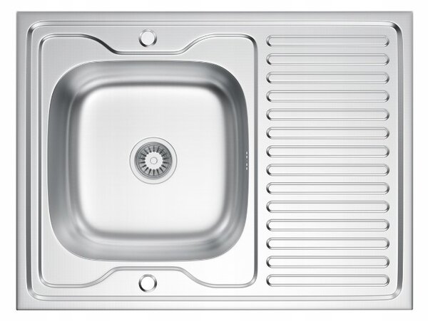 Erga HD, 1 kamrás acél mosogató 800x500x160 mm hosszú lefolyóval, vászon dekorral, ERG-MLS-HD8050DN
