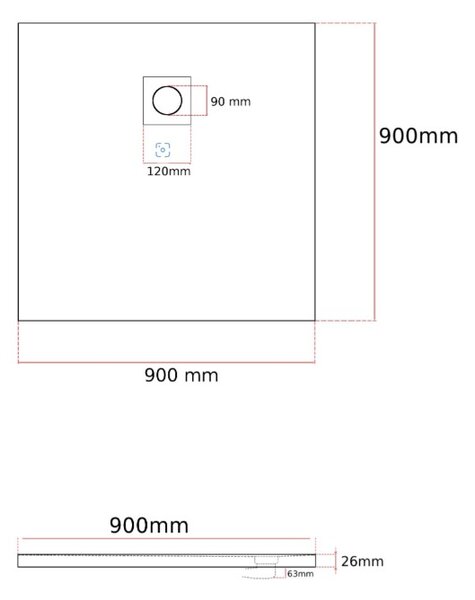 Gamma Erga Oldaf, SMC négyzet alakú zuhanytálca 90 x 90 cm, fehér matt, ERG-GMA-OL-9090
