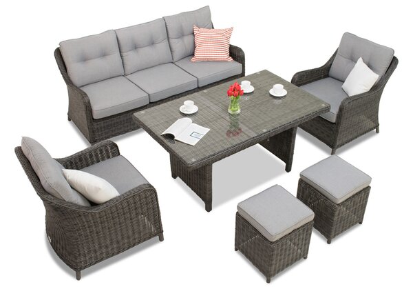 Garden Point Toledo Apetito 5 terasz bútorok, antracit, puffokkal