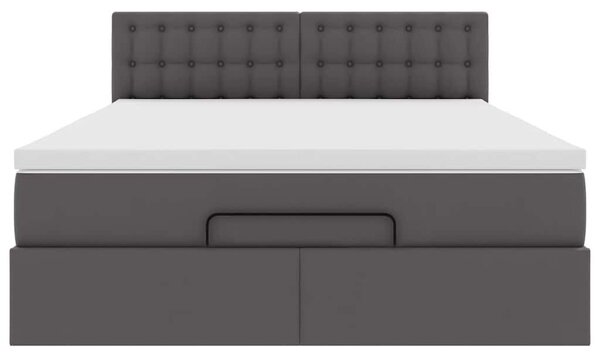 VidaXL szürke műbőr ottomán ágy matracokkal & LED-ek 140x200cm