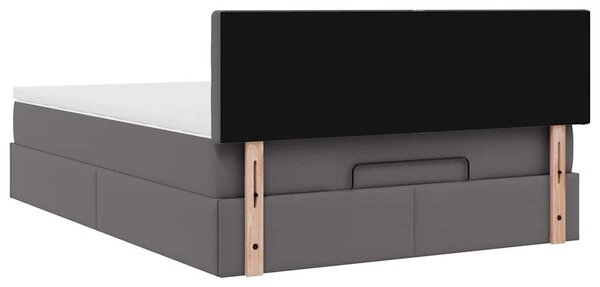 VidaXL szürke műbőr ottomán ágy matracokkal & LED-ek 140x200cm