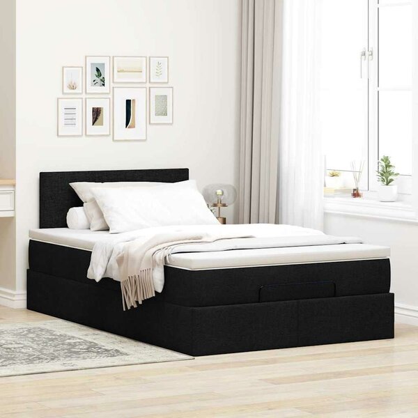 VidaXL Ottomán ágy matraccal fekete 120x190 cm szövet