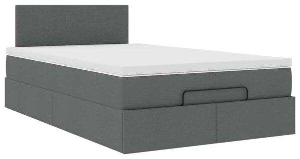 VidaXL Ottomán ágy matraccal sötétszürke 120x200 cm szövet