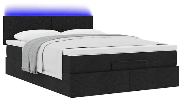 VidaXL Ottomán ágy matraccal & LED-ek Fekete 140x200 cm szövet