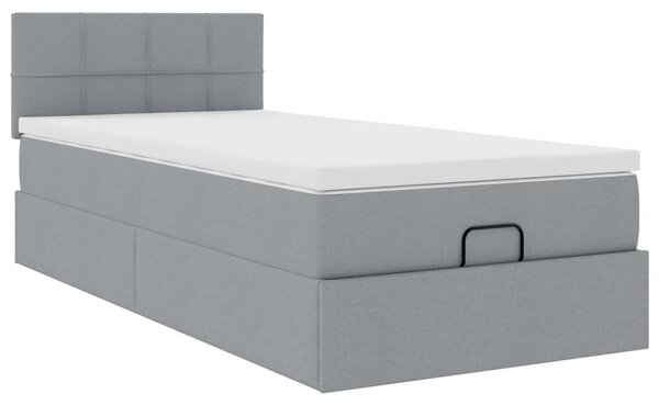 VidaXL Ottomán ágy matraccal világosszürke 90x200 cm szövet