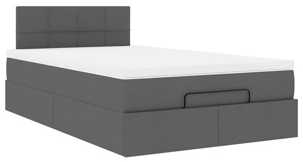 VidaXL Ottomán ágy matraccal sötétszürke 120x200 cm szövet