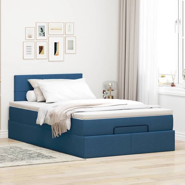 VidaXL Ottomán ágy matraccal kék 120x200 cm szövet