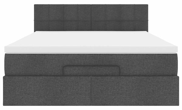 VidaXL Ottomán ágy matraccal & LED-ek Fekete 140x200 cm szövet