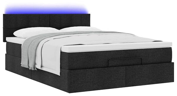 VidaXL Ottomán ágy matraccal & LED-ek Fekete 140x200 cm szövet