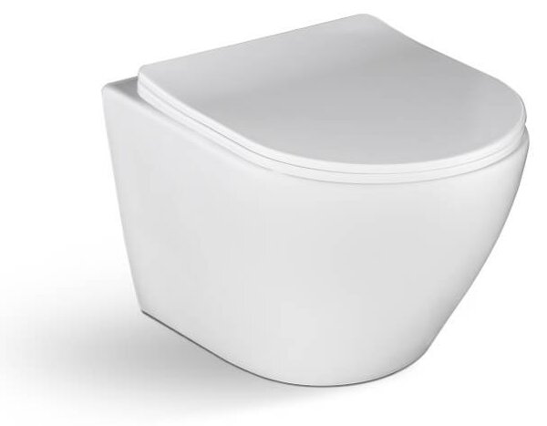 Laveo Desna, falra akasztható WC csésze Rimless 485x370x320 mm + wc ülőke, fehér fényes, LAV-VMD_600S