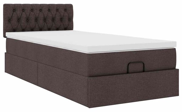 VidaXL Ottomán ágy matraccal sötétbarna 90x200 cm szövet