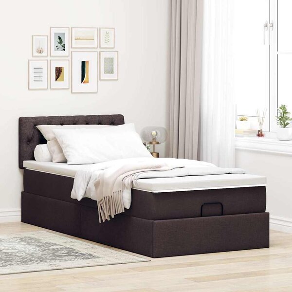 VidaXL Ottomán ágy matraccal sötétbarna 90x200 cm szövet
