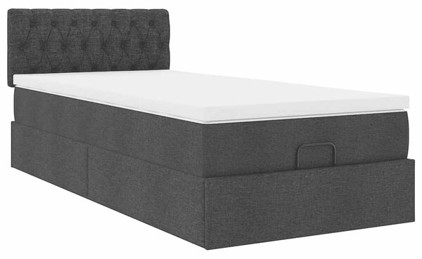 VidaXL Ottomán ágy matraccal fekete 90x200 cm szövet