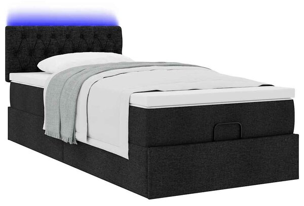 VidaXL Ottomán ágy matraccal fekete 90x200 cm szövet
