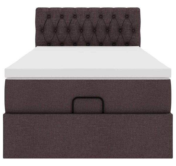 VidaXL Ottomán ágy matraccal sötétbarna 90x200 cm szövet