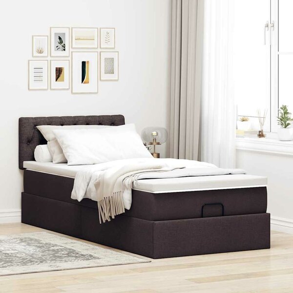 VidaXL Ottomán ágy matraccal sötétbarna 100x200 cm szövet