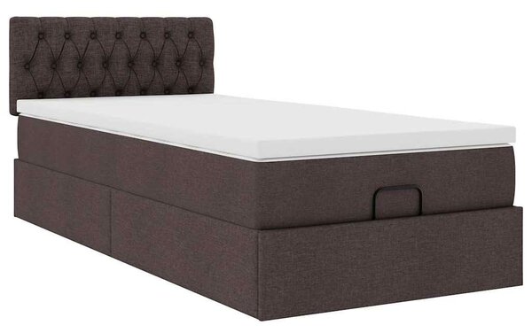 VidaXL Ottomán ágy matraccal sötétbarna 100x200 cm szövet