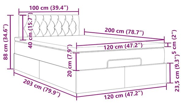 VidaXL Ottomán ágy matraccal világosszürke 120x200 cm szövet