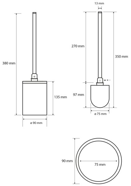 Sapho Sapho, X-ROUND BLACK WC kefe állóhoz, fekete, XR306B