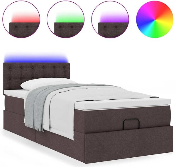 VidaXL Ottomán ágy matraccal sötétbarna 90x200 cm szövet