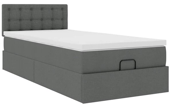 VidaXL Ottomán ágy matraccal sötét szürke 90x200 cm szövet