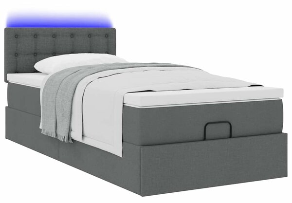 VidaXL Ottomán ágy matraccal sötét szürke 90x200 cm szövet