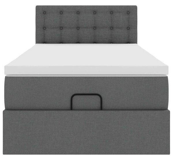 VidaXL Ottomán ágy matraccal sötét szürke 90x200 cm szövet