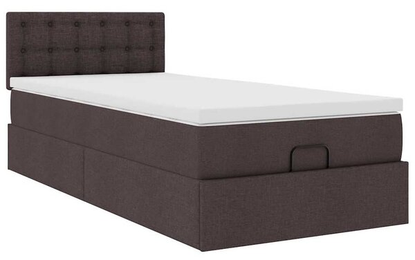 VidaXL Ottomán ágy matraccal sötétbarna 90x200 cm szövet