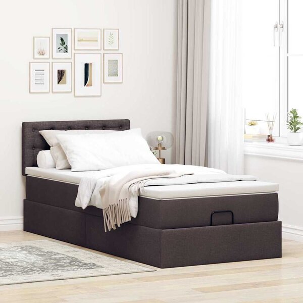 VidaXL Ottomán ágy matraccal sötétbarna 90x200 cm szövet