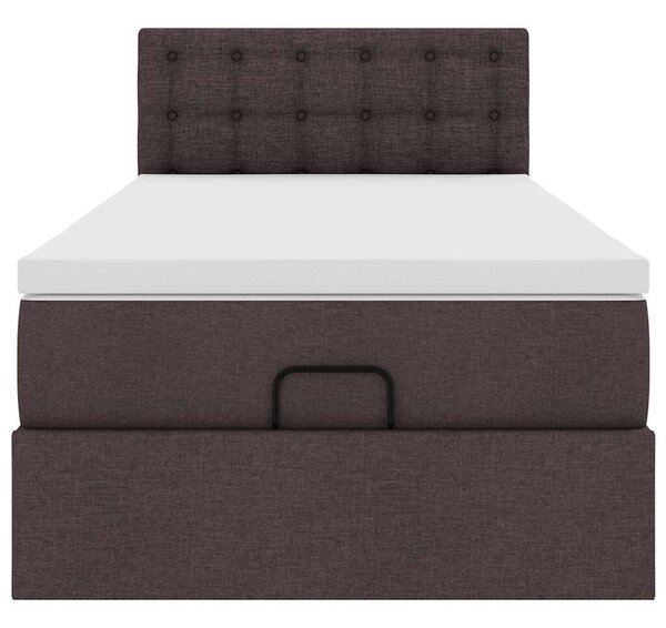 VidaXL Ottomán ágy matraccal sötétbarna 90x200 cm szövet