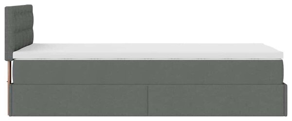 VidaXL Ottomán ágy matraccal sötét szürke 90x200 cm szövet